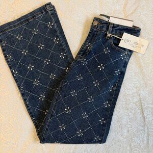 Cato Collection High Rise Wide Leg Embellished Limited Edition Jeans